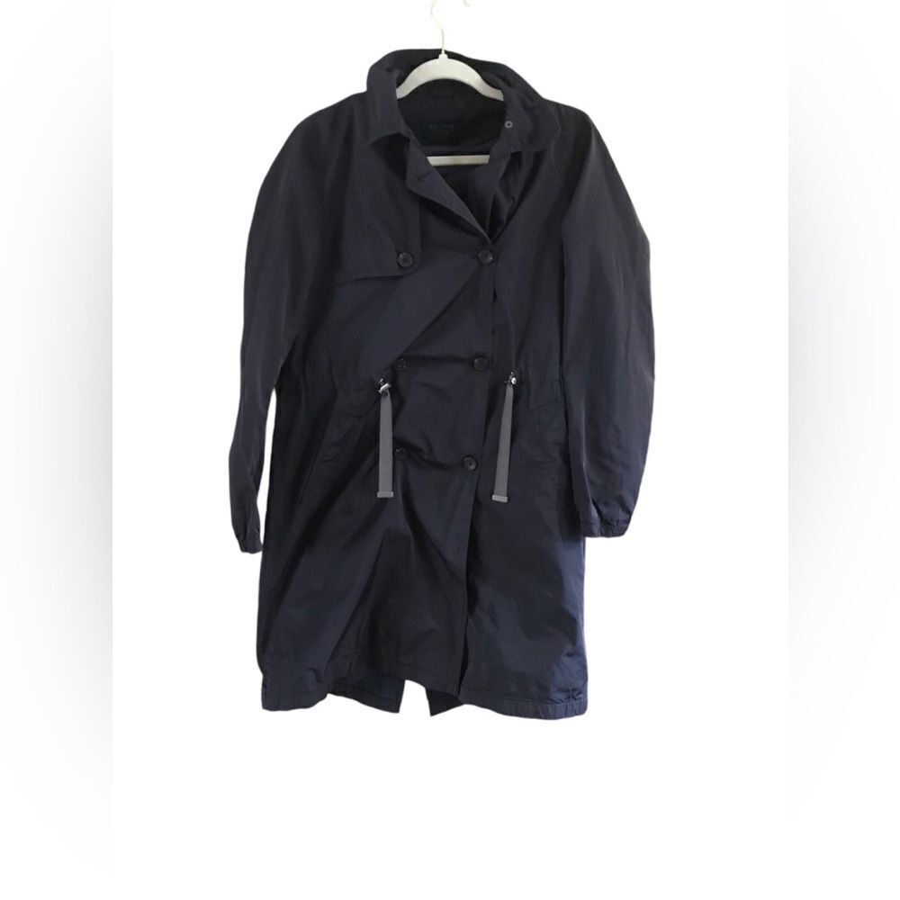 Zara Basic Blue Trench Coat Medium - image 7